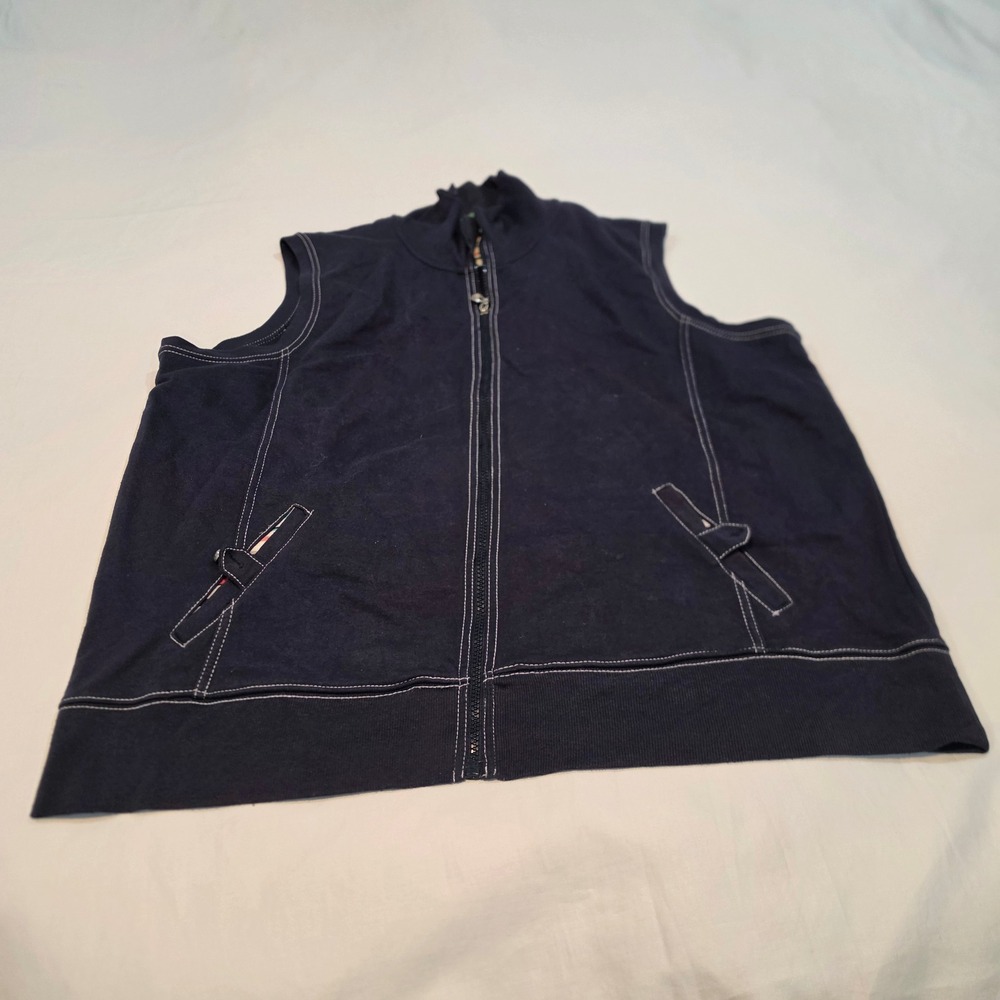 Silverwear Full Zip Vest Womens 1X Navy Blue Excellent Contrast Stitch Pockets
